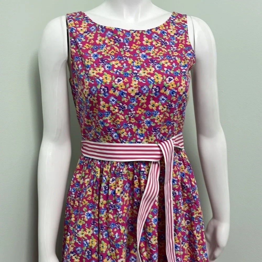 RALPH LAUREN floral dress spring wedding size 16 pink white yellow
